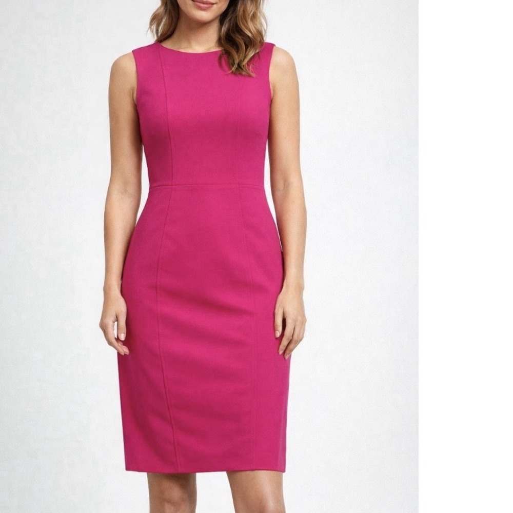 Calvin Klein Hot Pink Sleeveless Stretch Cotton Sheath Dress Size 10